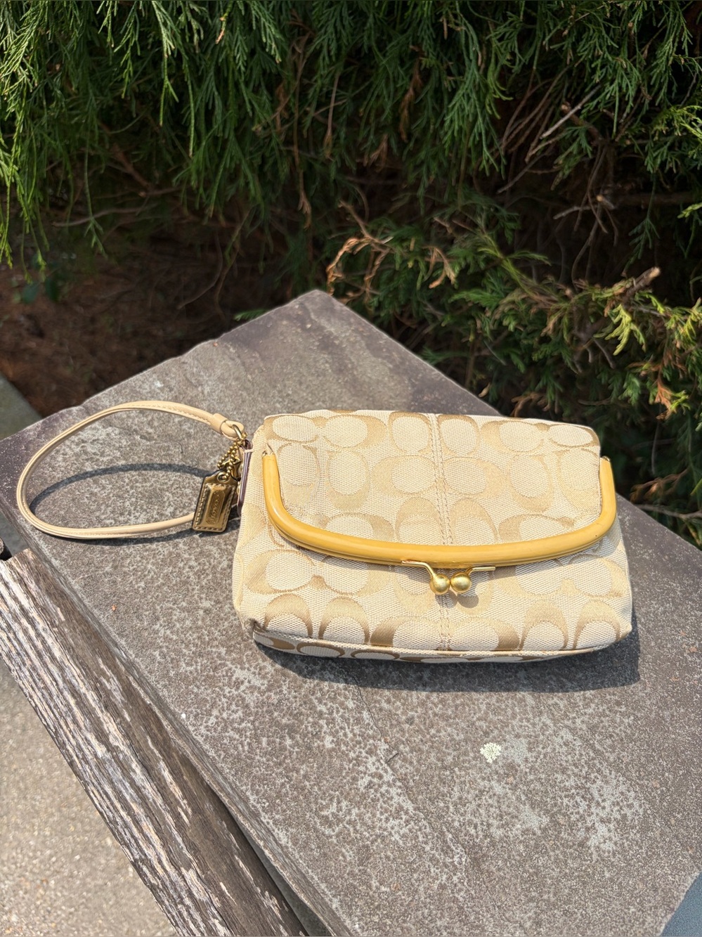 Coach Signature C Kisslock Wristlet Clutch